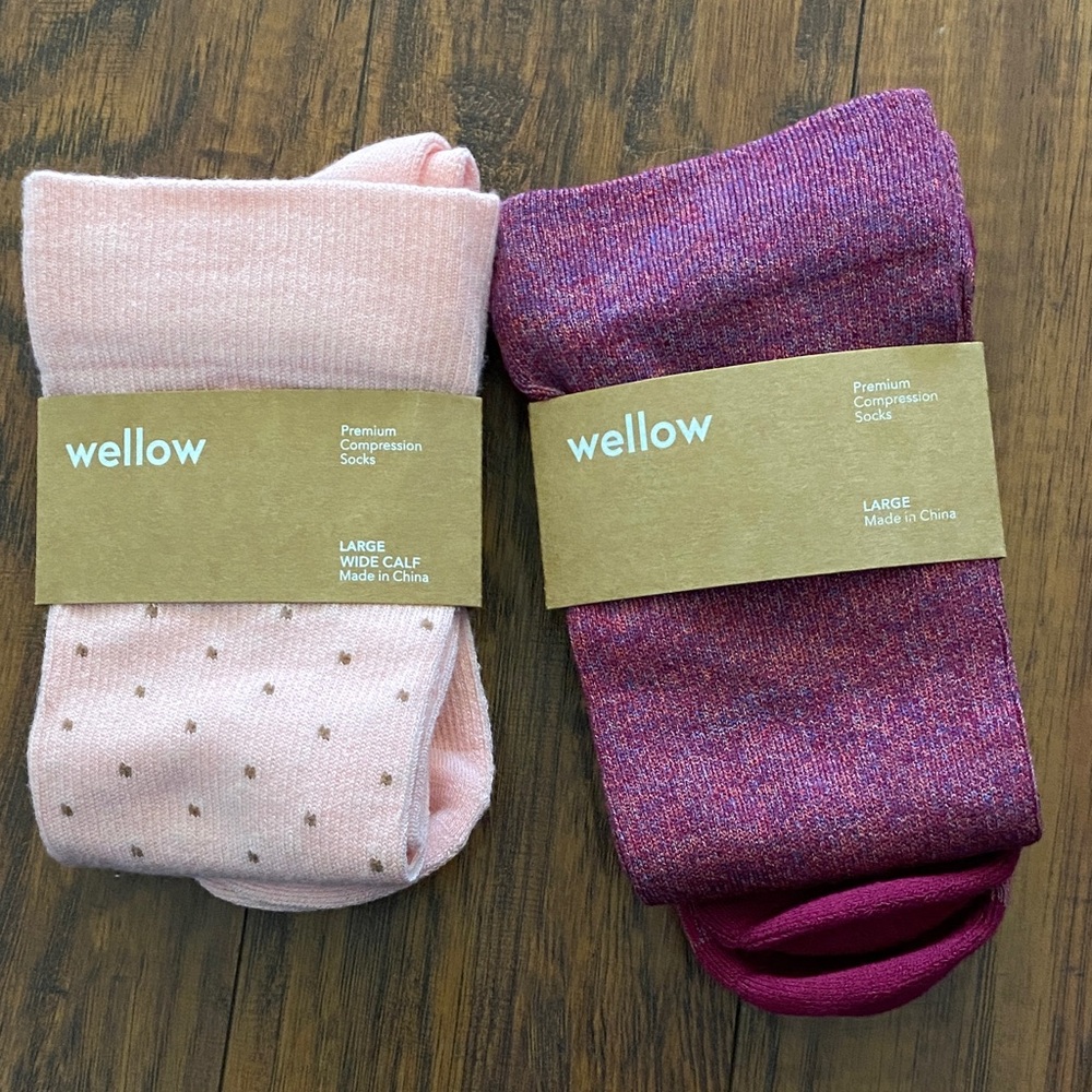 Wellow Pink and Purple Compression Socks